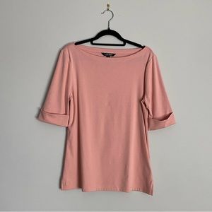 Ralph Lauren French Pink Boatneck Tee - Size Large - French Girl Aesthetic